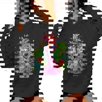 Pink Flamingo Party Tropical Bird With Sunglasses Holiday Women Hoodie - Thegiftio