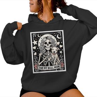 Pitbull Mom Tarot Card Cute Skeleton Pittie Mom Girls Women Hoodie - Thegiftio