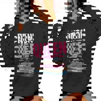 Pontoon Queen For Girls Pontoon Boat Captain Boating Women Hoodie - Monsterry