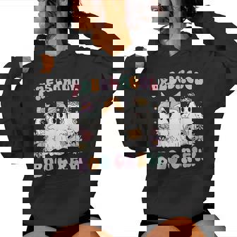 Preschool Boo Crew Groovy Halloween Floral Ghost Teacher Men Women Kids Women's Hoodie | Mazezy