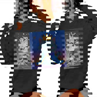 Princess Cat For Girls Starry Night Cute Royal Kitty Look Women Hoodie - Monsterry