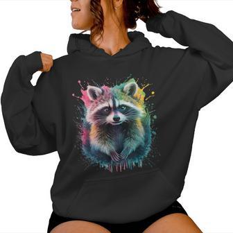 Raccoon Colourful Watercolour Raccoon Women Hoodie - Thegiftio UK