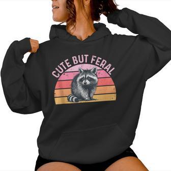 Raccoon Cute But Feral Retro Vintage For Girls Women Women Hoodie - Thegiftio UK