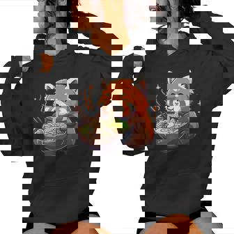 Red Panda With Noodles Ramen Kawaii Red Panda Women Hoodie - Monsterry