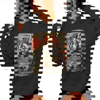 Red Panda Ramen Bowl Japanese Anime Kawaii Food Graphic Women Hoodie | Mazezy