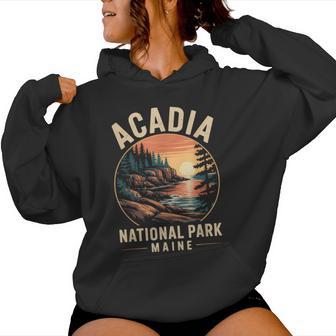 Retro Acadia National Park Maine Est 1916 Hiking Women Hoodie - Thegiftio