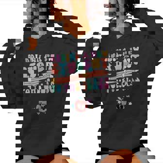 Retro Teacher Pregnancy Announcement New Student Baby Reveal Women Hoodie - Monsterry