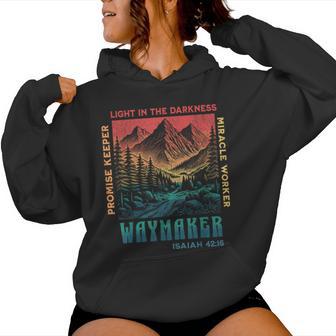 Retro Waymaker Promise Keeper Miracle Worker Jesus Christian Women Hoodie - Thegiftio UK