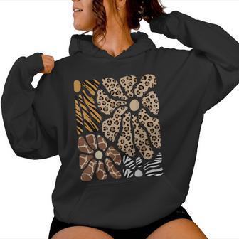 Safari Floral Boho Flowers Cute Animals Girls Leopard Print Women Hoodie - Thegiftio UK