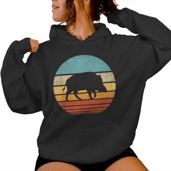 Sanglier Rétrointage Années 60 Et 70 Coucher Deoleil Cochonauvage Mammal Animal Sweat à capuche femme - Cadeauxyz