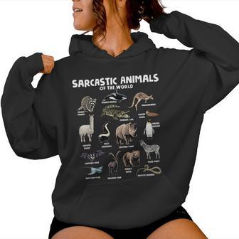 Sarcastic Animals Of The World Animal Names Meme Joke Women Hoodie - Monsterry