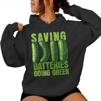 Saving Batteries Going Green Cucumber Humer For Women Women Hoodie - Thegiftio UK