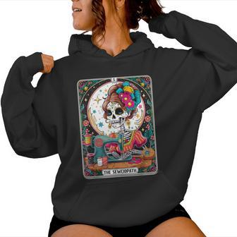 The Sew-Ciopath Tarot Card Sewing Skeleton Womens Women Hoodie - Thegiftio
