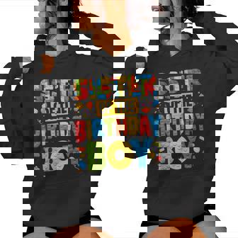 Sister Of The Birthday Boy Building Block Bday Party Women Hoodie - Monsterry