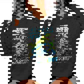 Sister Of The Birthday Boy Monster Truck Dinosaur Party Women Hoodie - Monsterry