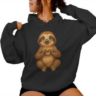 Sloth With Heart Sweet Sloth With Heart Symbol Women Hoodie - Monsterry