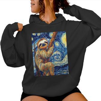Starry Night Sloth Women Hoodie - Thegiftio UK