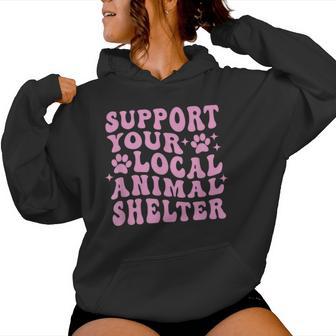 Support Your Local Animal Shelter Rescue Dogs Fur Mama Retro Women Hoodie - Thegiftio