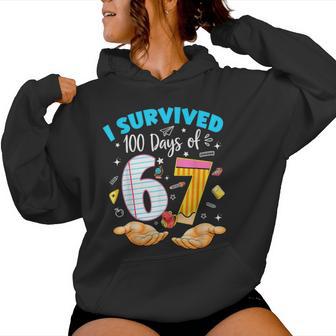 I Survived 100 Days Of 67 100Th Day School Teacher Student Women Hoodie | Mazezy