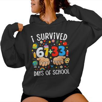 I Survived 6733 Days Of School Teacher 100 Days Of School Women Hoodie | Mazezy
