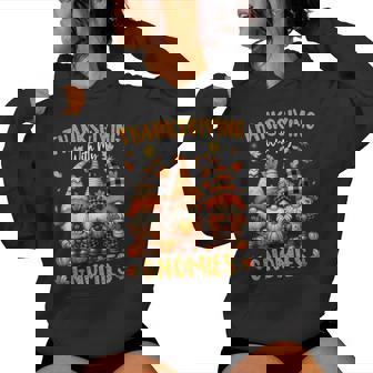 Thanksgiving With My Gnomies Autumn Fall Gnomes Women Hoodie - Monsterry