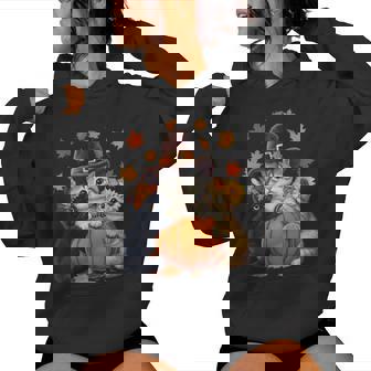 Thanksgiving Kittens And Pumpkin Cats Lover Fall Women Hoodie - Monsterry