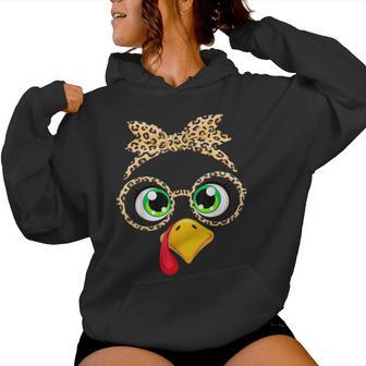 Thanksgiving Outfit For Turkey Leopard Glasses Bandana Women Hoodie - Thegiftio UK