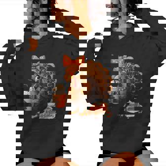 Turkey Drinking Ice Coffee Thanksgiving Bow Girls Womens Women Hoodie | Seseable CA