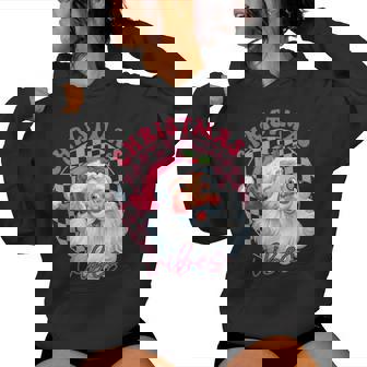 Vintage Retro Pink Santa Christmas Vibes Groovy Pink Santa Women Hoodie | Mazezy