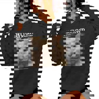 Wait I'm Goated Cat Silly Cat Meme Graphic Women Hoodie | Mazezy