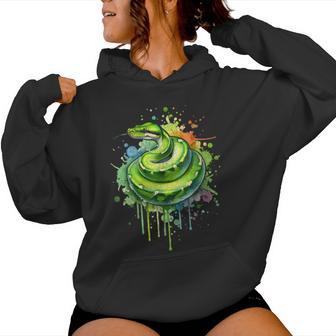 Watercolor Green Tree Python Snake Reptiles Boys & Girls Women Hoodie - Thegiftio UK