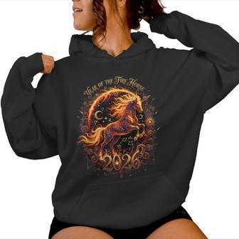 Year Of The Fire Horse 2026 Lunar Chinese New Year Zodiac Women Hoodie - Monsterry UK