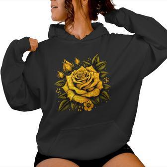 Yellow Rose Flower In Full Bloom Gardener Botanist Flowers Women Hoodie - Thegiftio UK