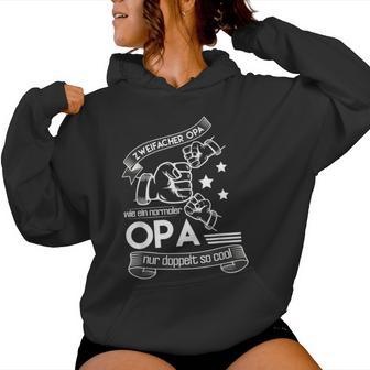 Zweifacher Opa Werde Grandpa Lustig Enkelin Oma Weltbester Kapuzenpullover für Damen - Geschenkecke