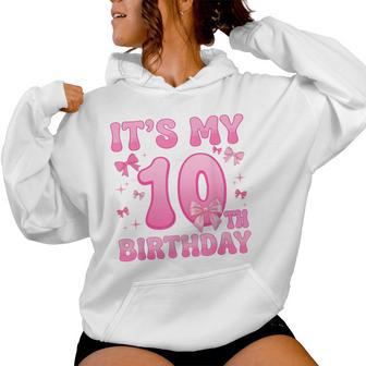 10Th Birthday Girls Coquette Bow Ten 10 Year Old Women Hoodie - Thegiftio UK