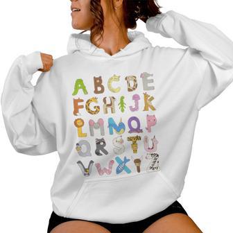 Abc Animals Alphabet Graphic Boys Girls Kindergarten Teacher Women Hoodie - Thegiftio
