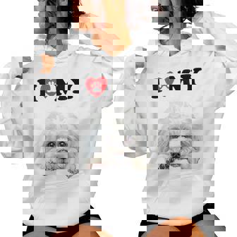 Bichon Frise I Heart My Dog Divertido Amante De Los Perros Cuello Sudadera con capucha para mujer - Regaloses