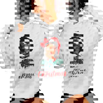 Black Girl Afro Santa Hat Merry Christmas African American Women Hoodie - Thegiftio