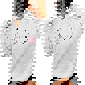 Breast Cancer Pink Ribbon Middle Finger Artistic Breast Mom Women Hoodie | Seseable CA