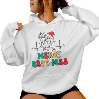 Cardiology Nurse Christmas Ecg Heart Anatomy Tachy Cvicu Icu Women Hoodie | Mazezy