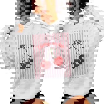 Cherry On Top Cherry Pink Striped Cherry Girl Aesthetic Women Hoodie - Monsterry