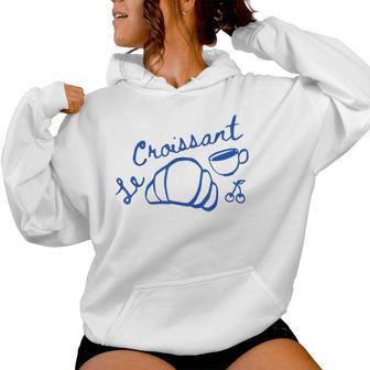 Coffee & Croissant French Croissant Retro Graphic Aesthetic Women Hoodie - Thegiftio UK