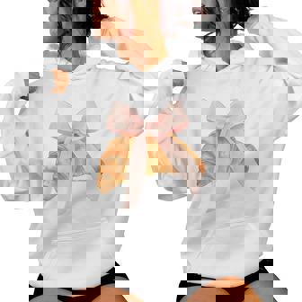 Coquette Pink Bow Croissant Cute Baking Baker Pastry Girl Women Hoodie | Mazezy