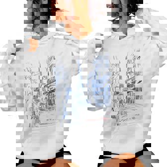 Cute French Girl Shopping Eiffel Tower Love In Paris Art Women's Hoodie | Mazezy