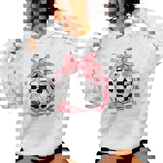 Cute Pink Bow Coquette Ball Soccer Girl Aesthetic Player Mom Women Hoodie | Seseable FR