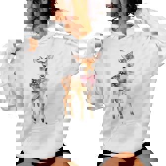 Deer Coquette Bow Girl Cute Aesthetic Girl Woman Reindeer Women Hoodie - Thegiftio