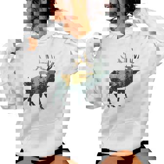 Elk Hunting Hiking Outdoor Camping Forest Elk Women Hoodie - Monsterry