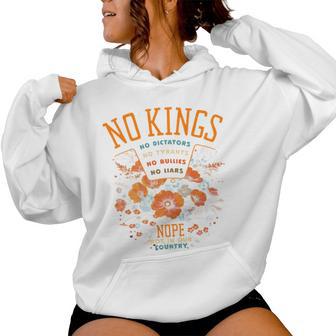 Feminine No Kings Floral Boho Fall October Protest For Women Women Hoodie - Thegiftio UK