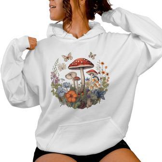 Flower Botanical Butterflies Mushroom Vintage Women Hoodie - Thegiftio UK