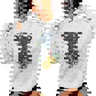 Black Angus Rancher Cattle Cow Lover Cow Sunflower Women Hoodie | Mazezy